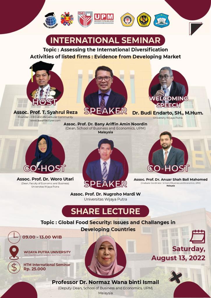 INTERNATIONAL SEMINAR - Assessing the International Diversification Activities of listed firms : Evidence from Developing Market